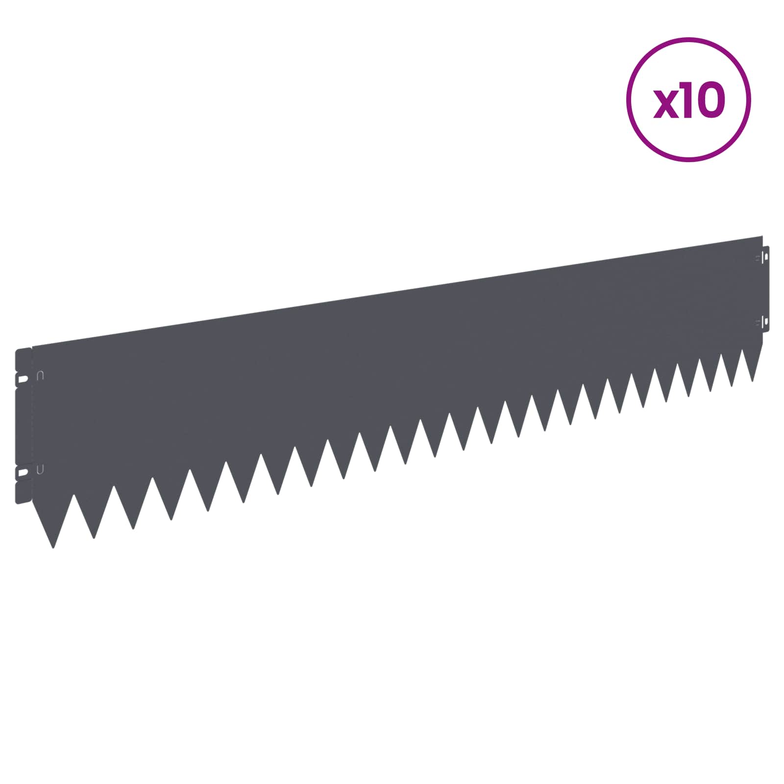vidaXL Lawn Edging 10 pcs 103 x 20 cm Steel Anthracite 3
