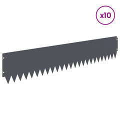 vidaXL Lawn Edging 10 pcs 103 x 20 cm Steel Anthracite 3