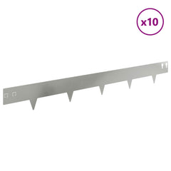 vidaXL Lawn Edging 10 pcs 100 x 12 cm Steel Silver 3