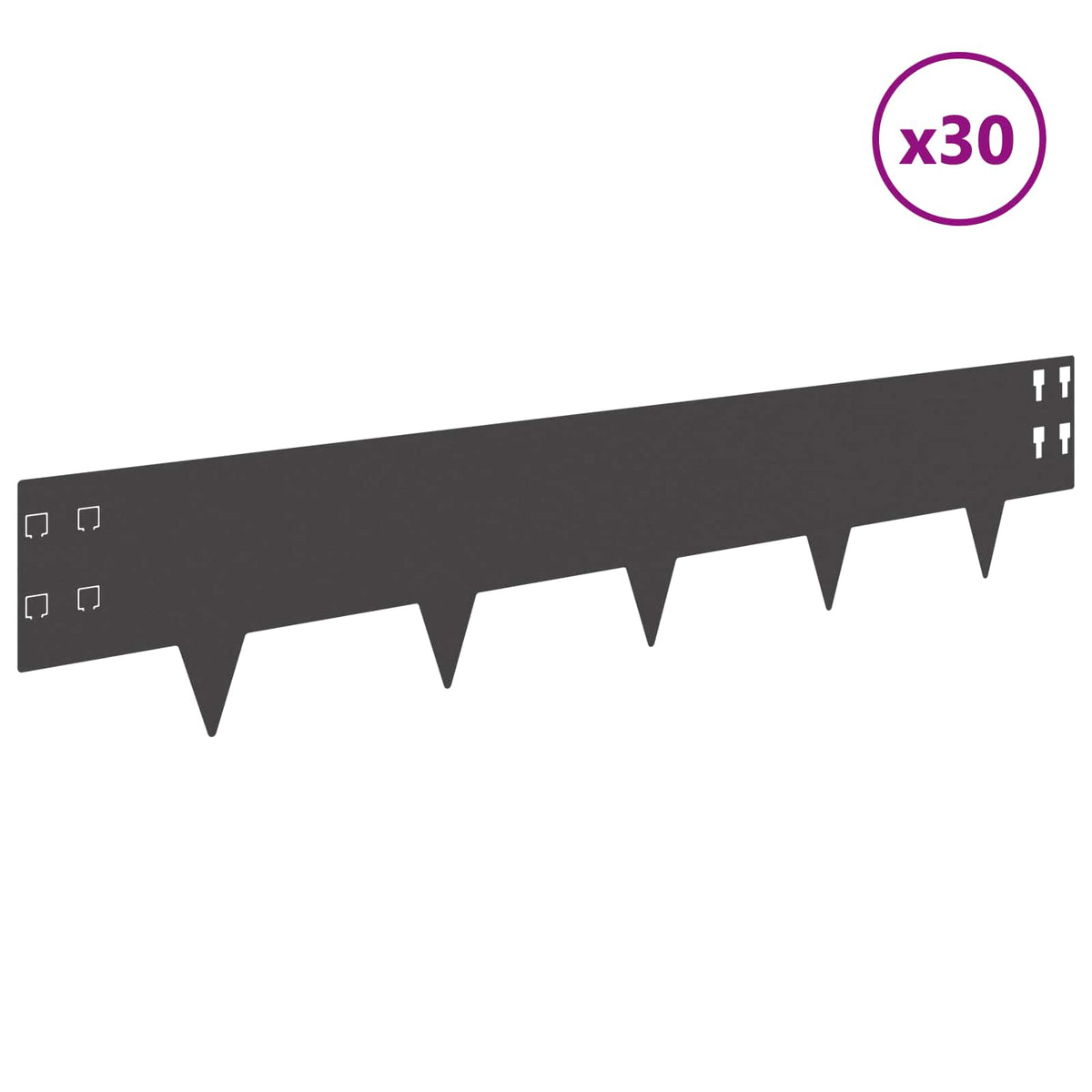 Lawn Edging 100 x Steel 30 pcs Height 20 cm Black