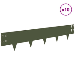 vidaXL Lawn Edging 10 pcs 100 x 20 cm Steel Olive Green 3