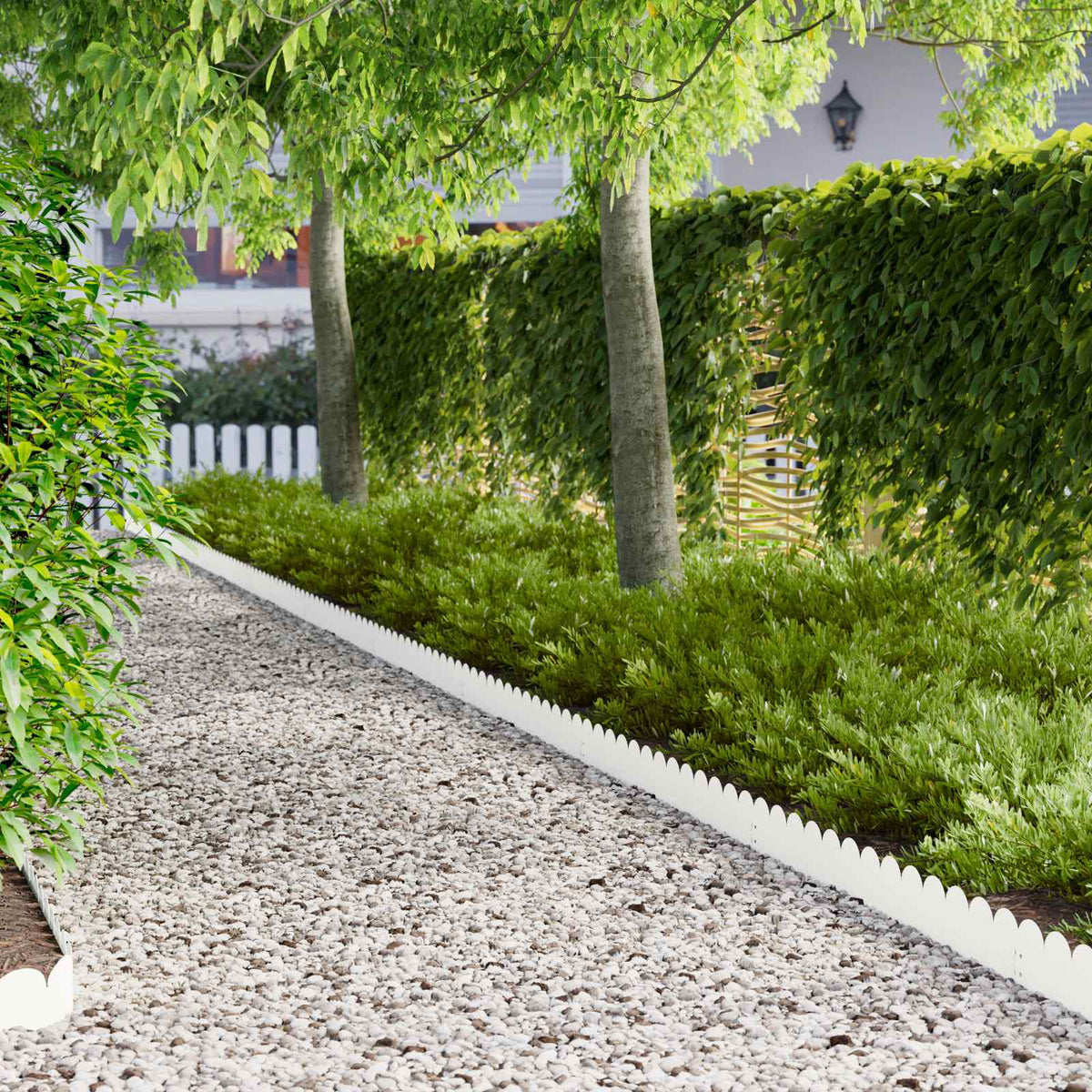 Lawn Edging 103 x Steel Height 15 cm 10 pcs White