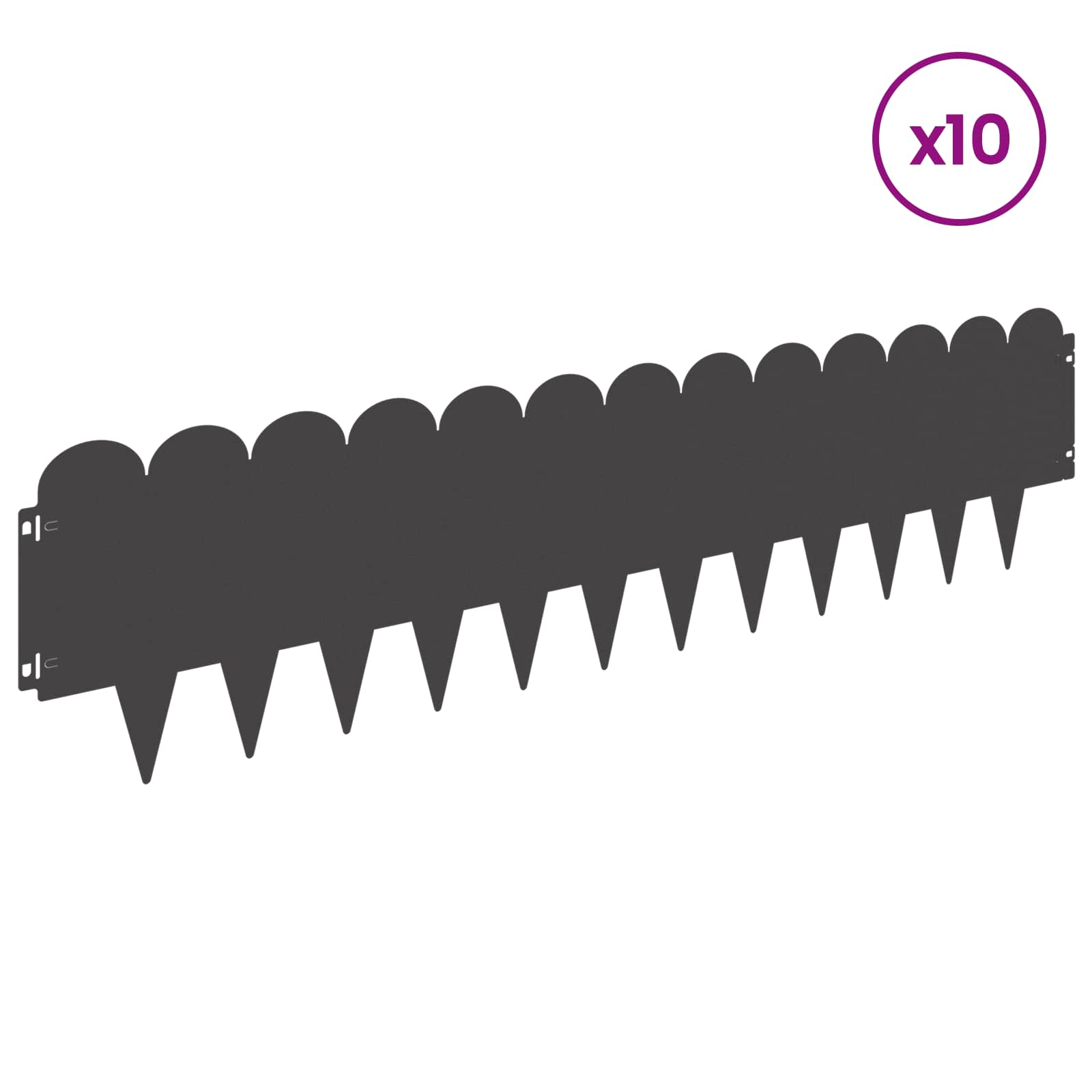 vidaXL Lawn Edging 10 pcs 103 x 25 cm Steel Black 3