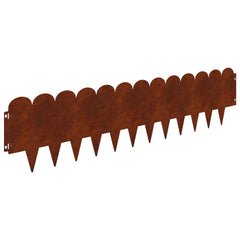 vidaXL Lawn Edging 10 pcs 103 x 25 cm Steel Rusty 2