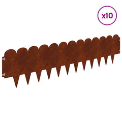 vidaXL Lawn Edging 10 pcs 103 x 25 cm Steel Rusty 3