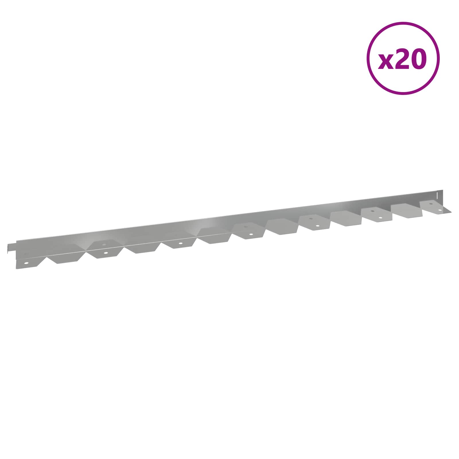 vidaXL Lawn Edging 20 pcs 102 x 4 x 4 cm Steel Silver 3