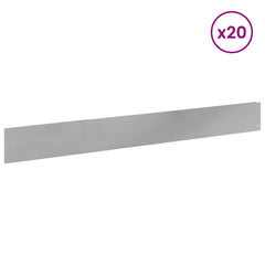vidaXL Lawn Edging 20 pcs 100 x 12 cm Steel Silver 3