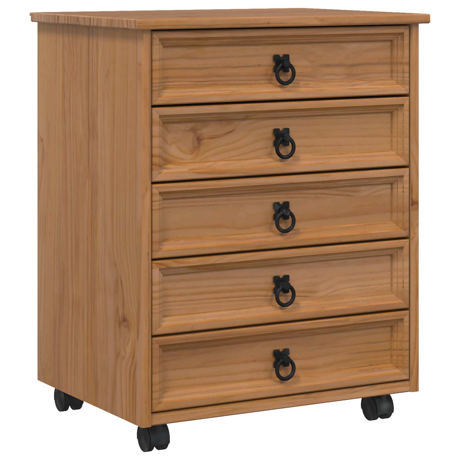 vidaXL Rolling Cabinet with Drawers CORONA Honey Brown 2