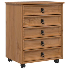 vidaXL Rolling Cabinet with Drawers CORONA Honey Brown 2