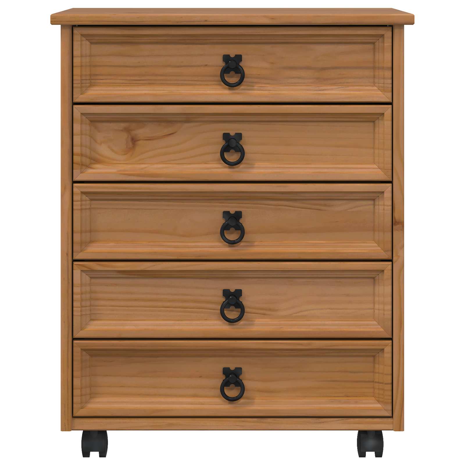 vidaXL Rolling Cabinet with Drawers CORONA Honey Brown 4