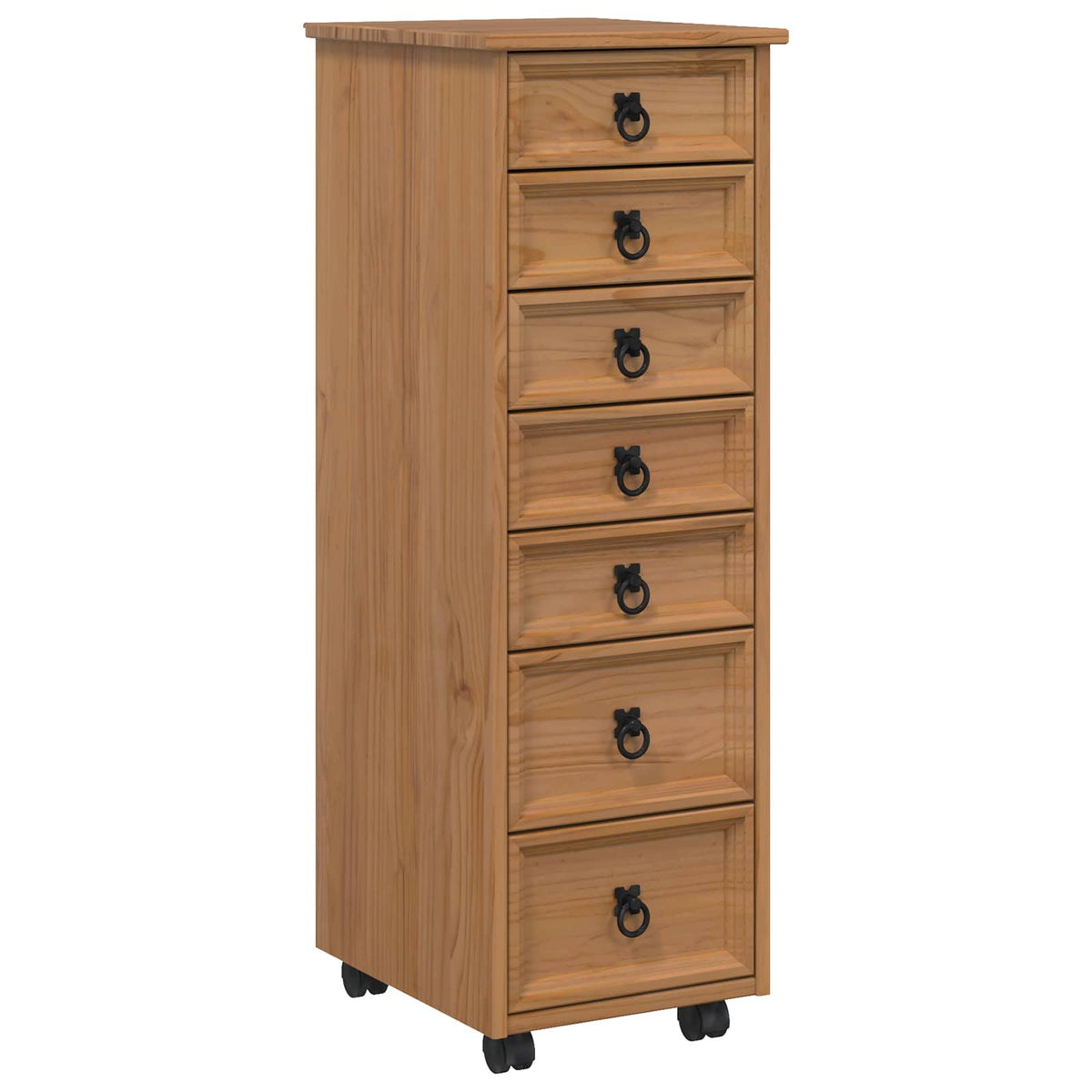Rolling Cabinet with Drawers CORONA Honey brown 34 cm