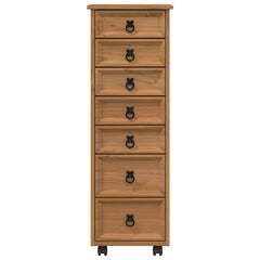 vidaXL Rolling Cabinet with Drawers CORONA Honey Brown 4