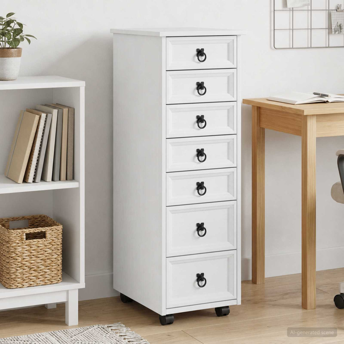 Rolling Cabinet with Drawers CORONA White 34 cm