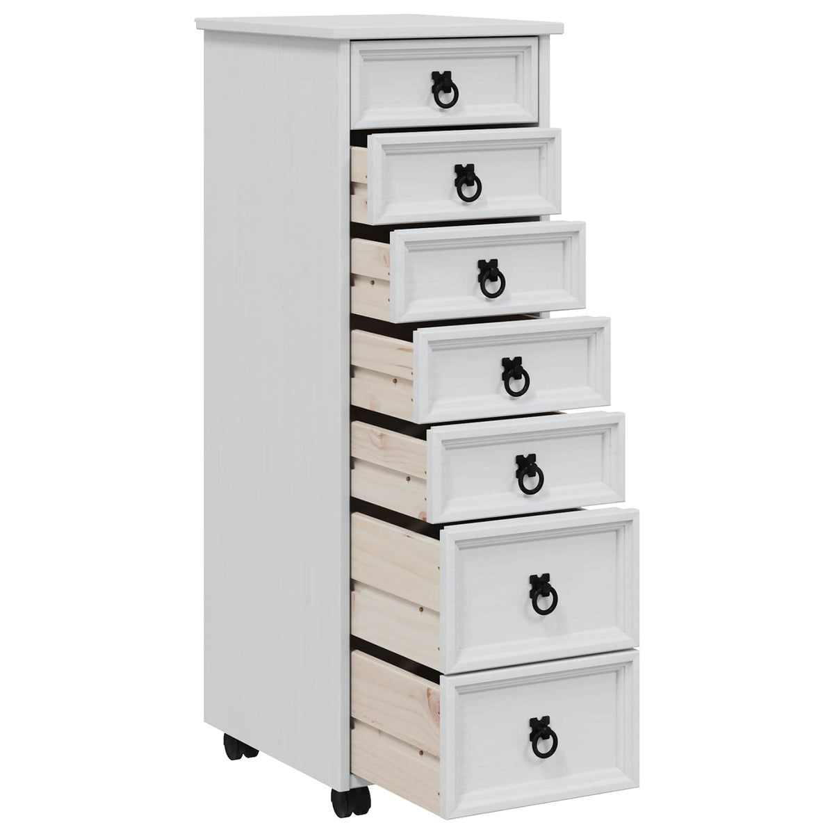 Rolling Cabinet with Drawers CORONA White 34 cm