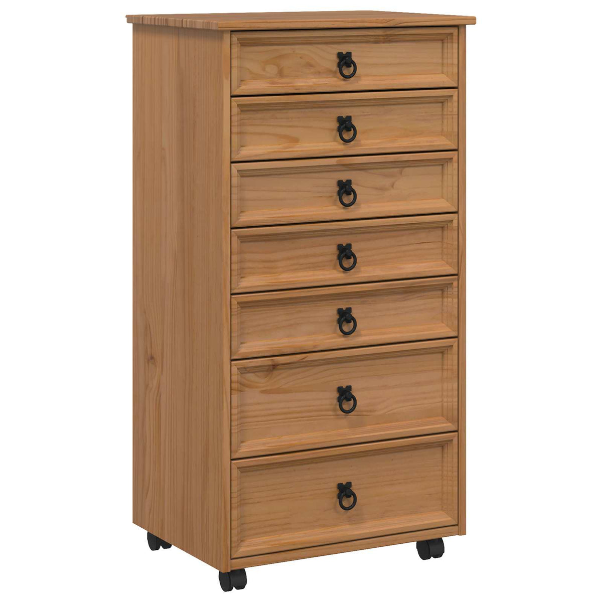 Rolling Cabinet with Drawers CORONA Honey brown 53 cm