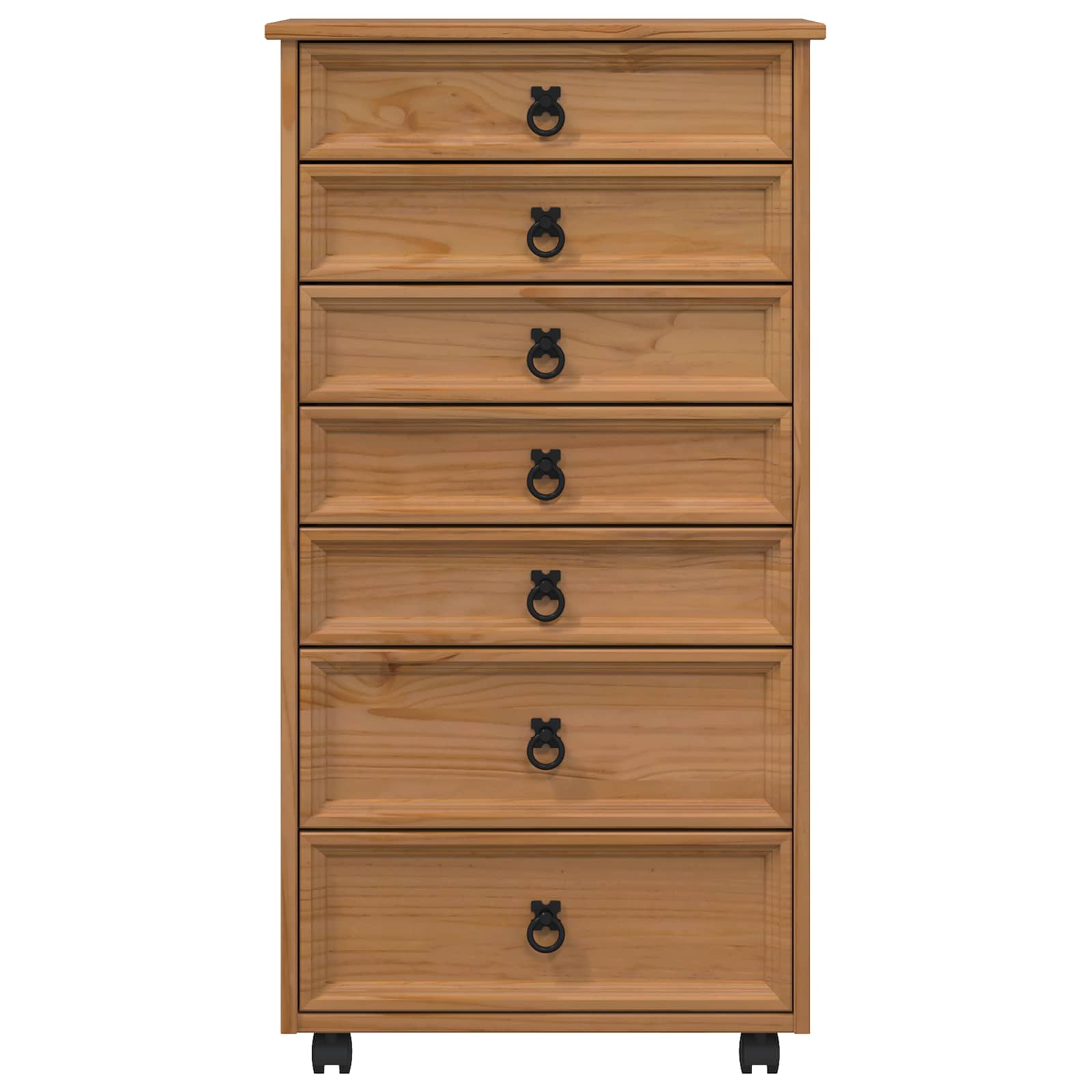 vidaXL Rolling Cabinet with Drawers CORONA Honey Brown 4