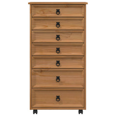 vidaXL Rolling Cabinet with Drawers CORONA Honey Brown 4