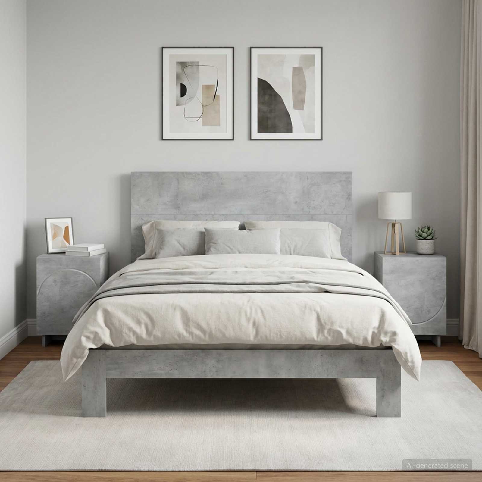 vidaXL Bedside Cabinet 2 pcs Concrete Grey 33.5 x 34.5 x 50 cm 1