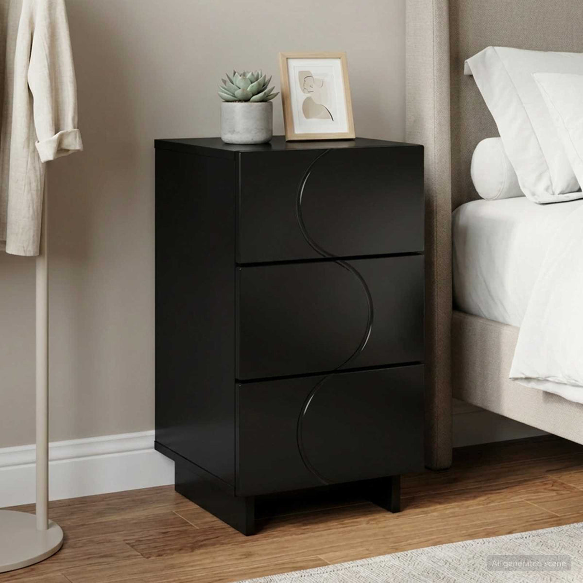 Bedside Cabinet 33.5 x 34.5 x 60 cm Black 1