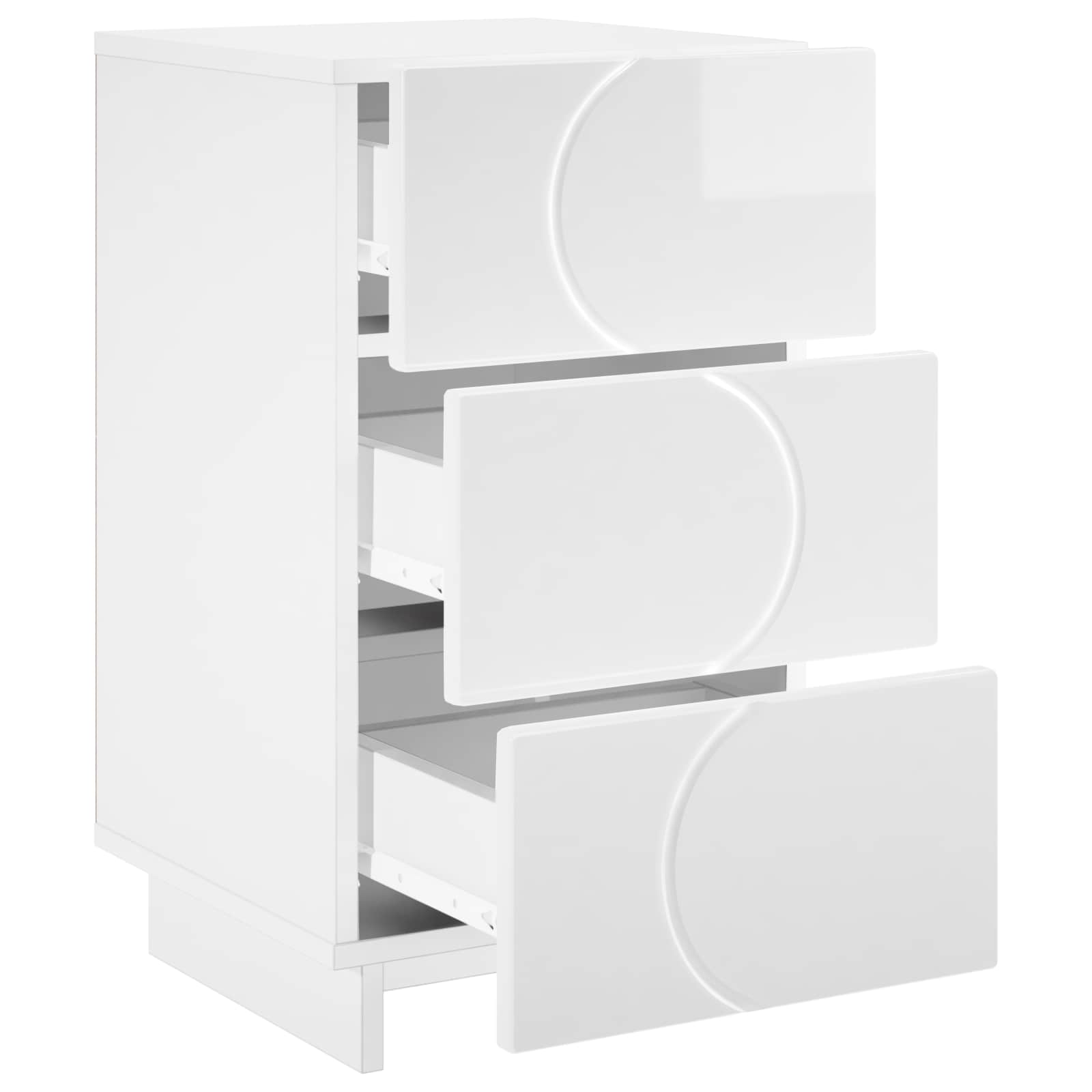 vidaXL Bedside Cabinet High Gloss White 33.5 x 34.5 x 60 cm 3