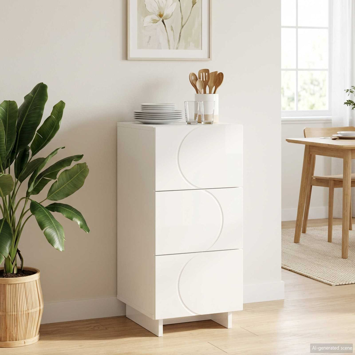 Sideboard 33.5 x 34.5 x 75 cm Engineered Wood High gloss white