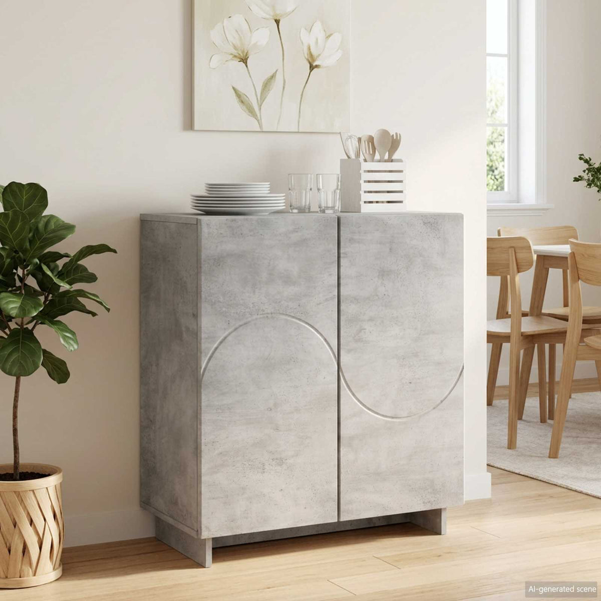 Sideboard 67 x 34.5 x 75 cm Engineered Wood Concrete grey