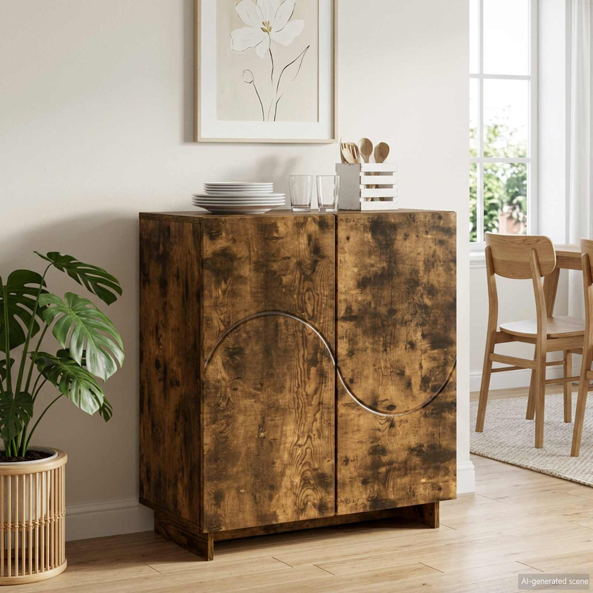 Sideboard 67 x 34.5 x 75 cm Engineered Wood Smoked oak