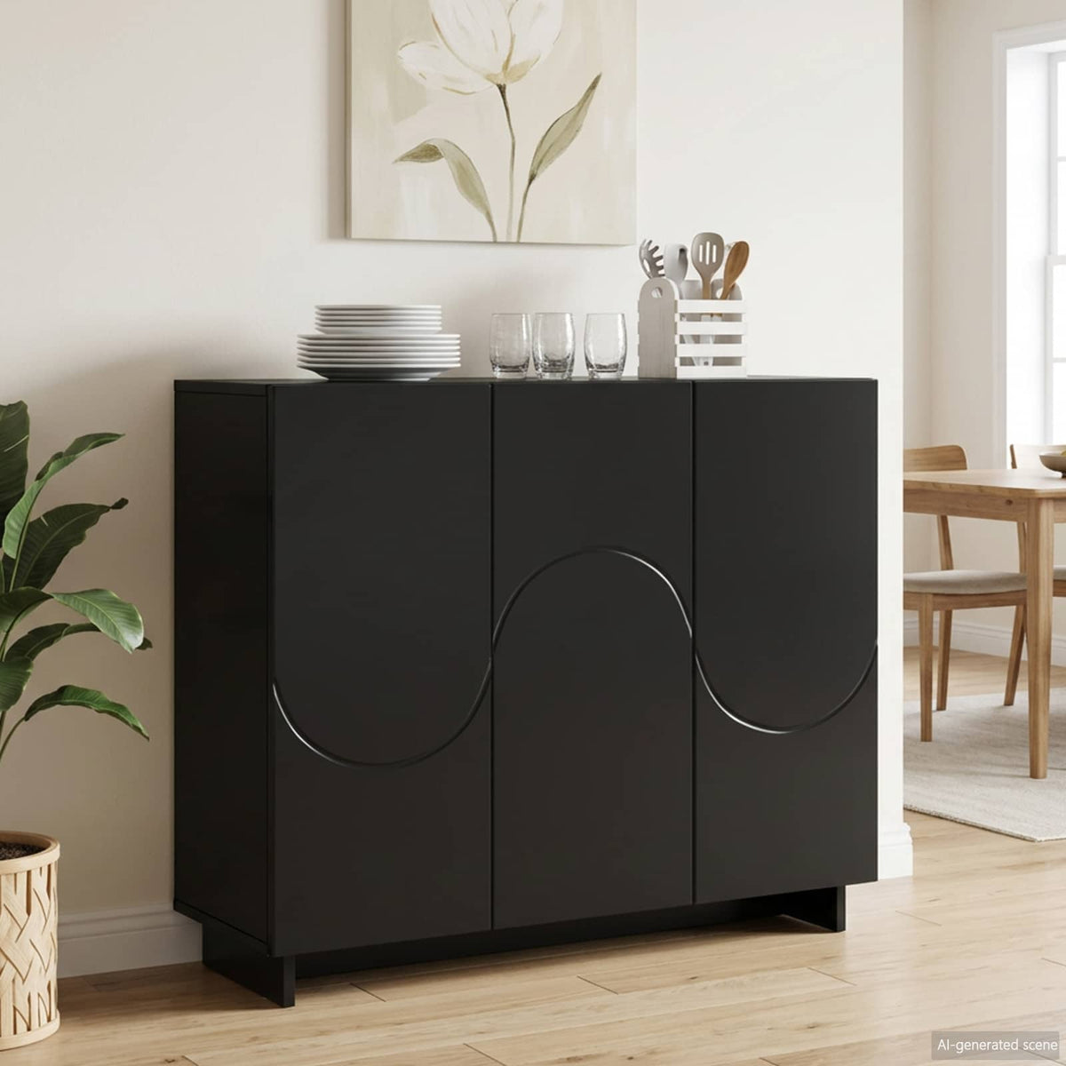 Sideboard 85.5 x 31 x 75 cm Engineered Wood Black
