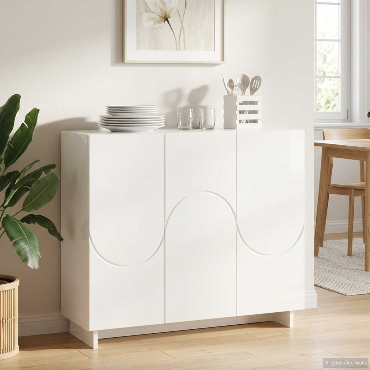 Sideboard 85.5 x 31 x 75 cm Engineered Wood High gloss white
