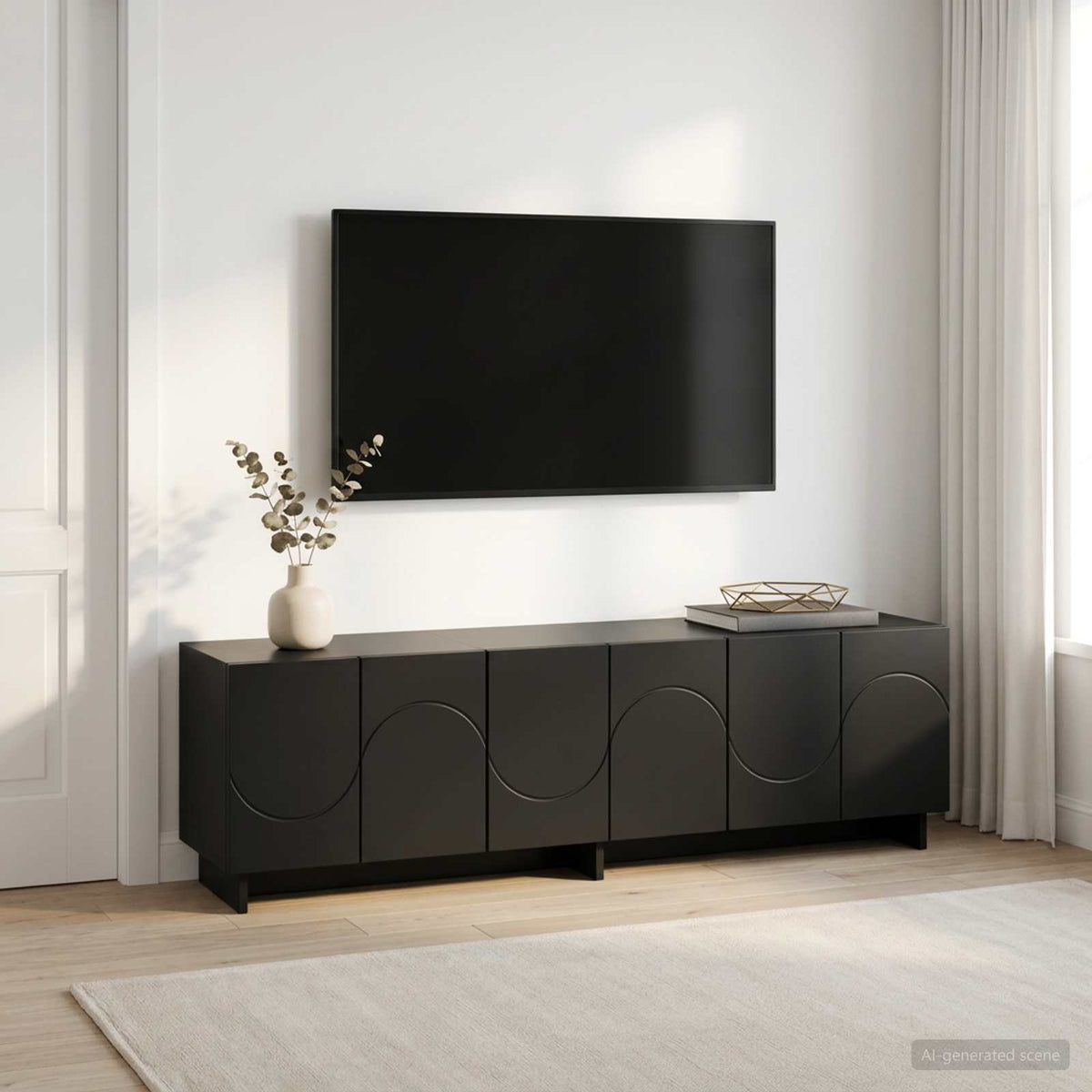 TV Stand Engineered Wood 140 x 34.5 x 40 cm Black