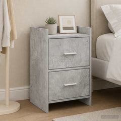 Bedside Tables Engineered Wood in Concrete Grey