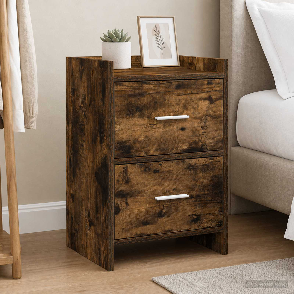 Bedside Tables Engineered Wood in Smoked Oak