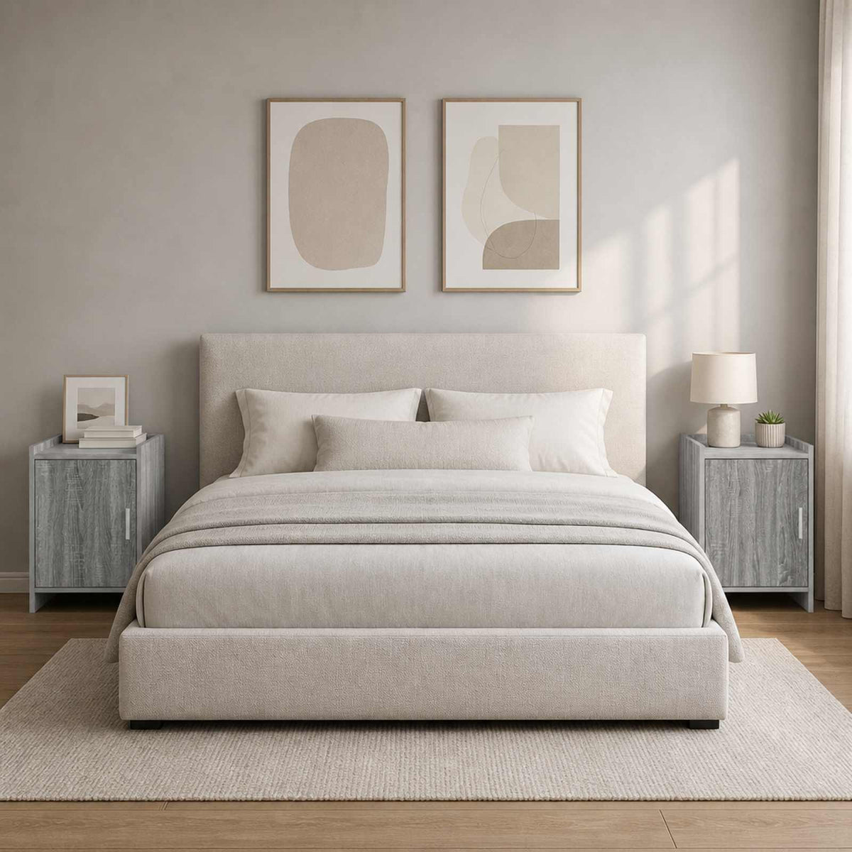 Bedside Tables Engineered Wood in Grey Sonoma