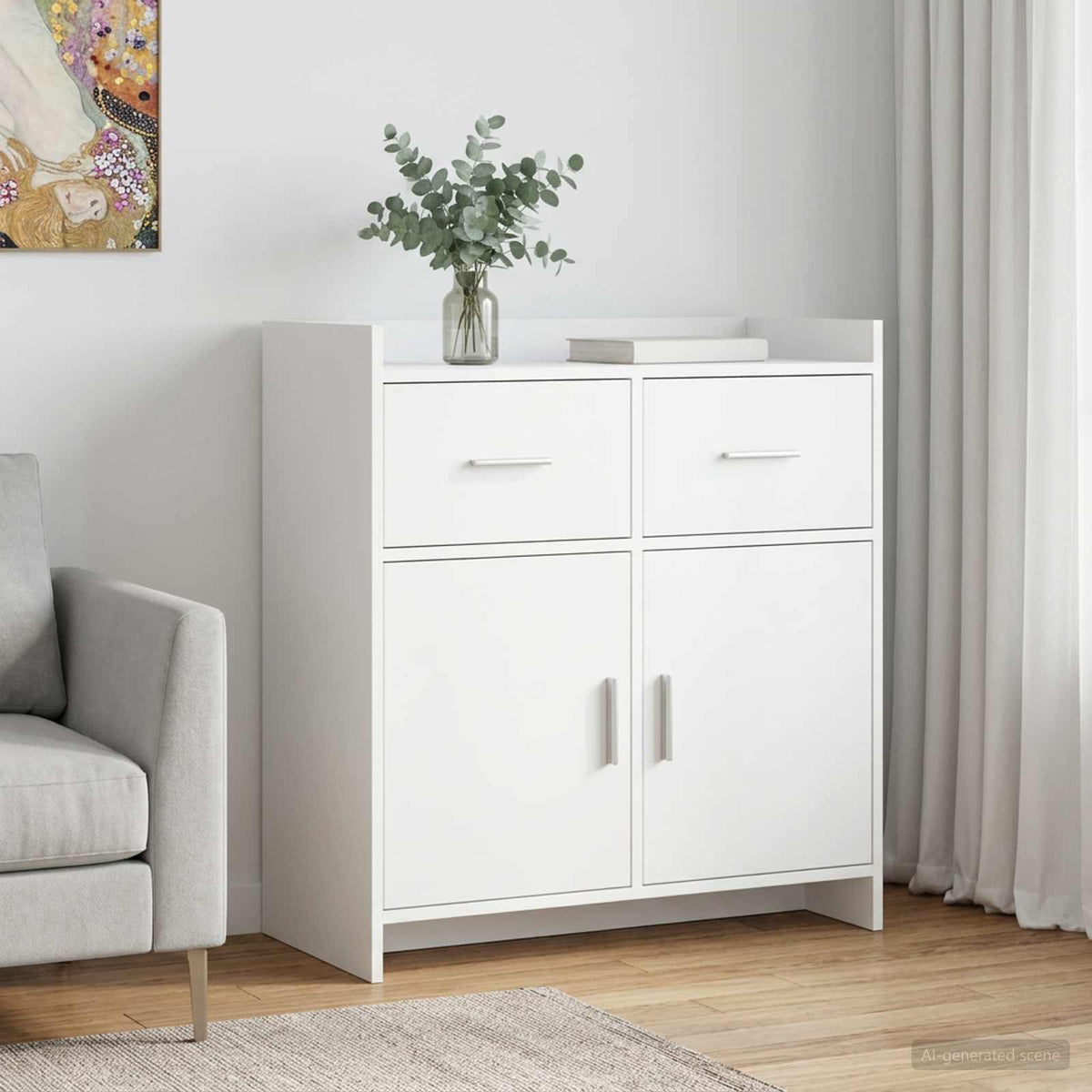 Sideboard 75 x 36 x 80 cm Engineered Wood White