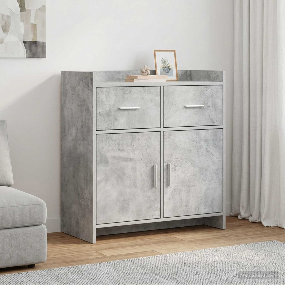Sideboard 75 x 36 x 80 cm Engineered Wood Concrete grey