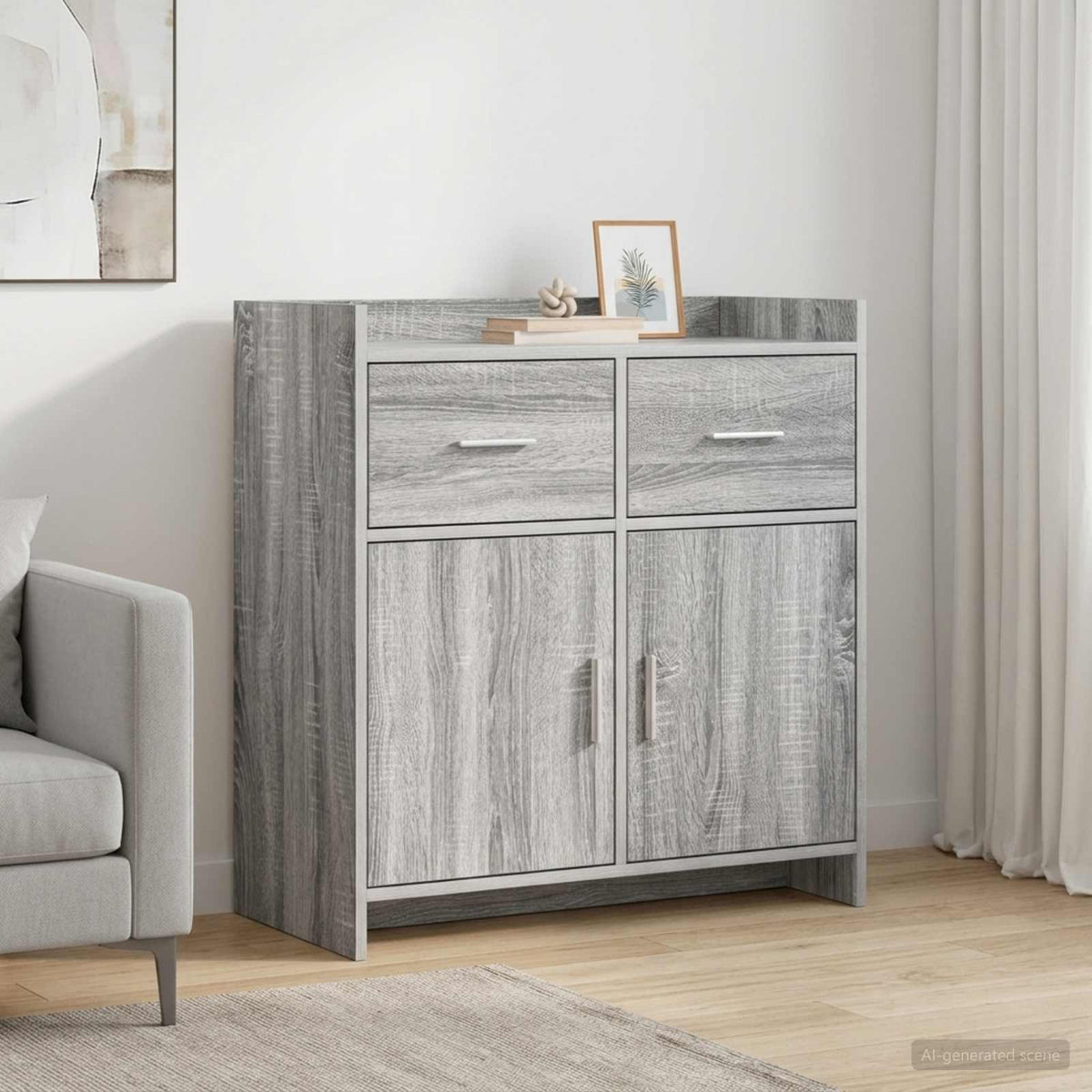 Sideboard 75 x 36 x 80 cm Engineered Wood Grey sonoma