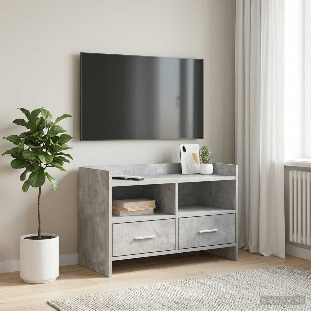 TV Cabinet 71.5 x 33 x 47 cm Engineered Wood Concrete grey