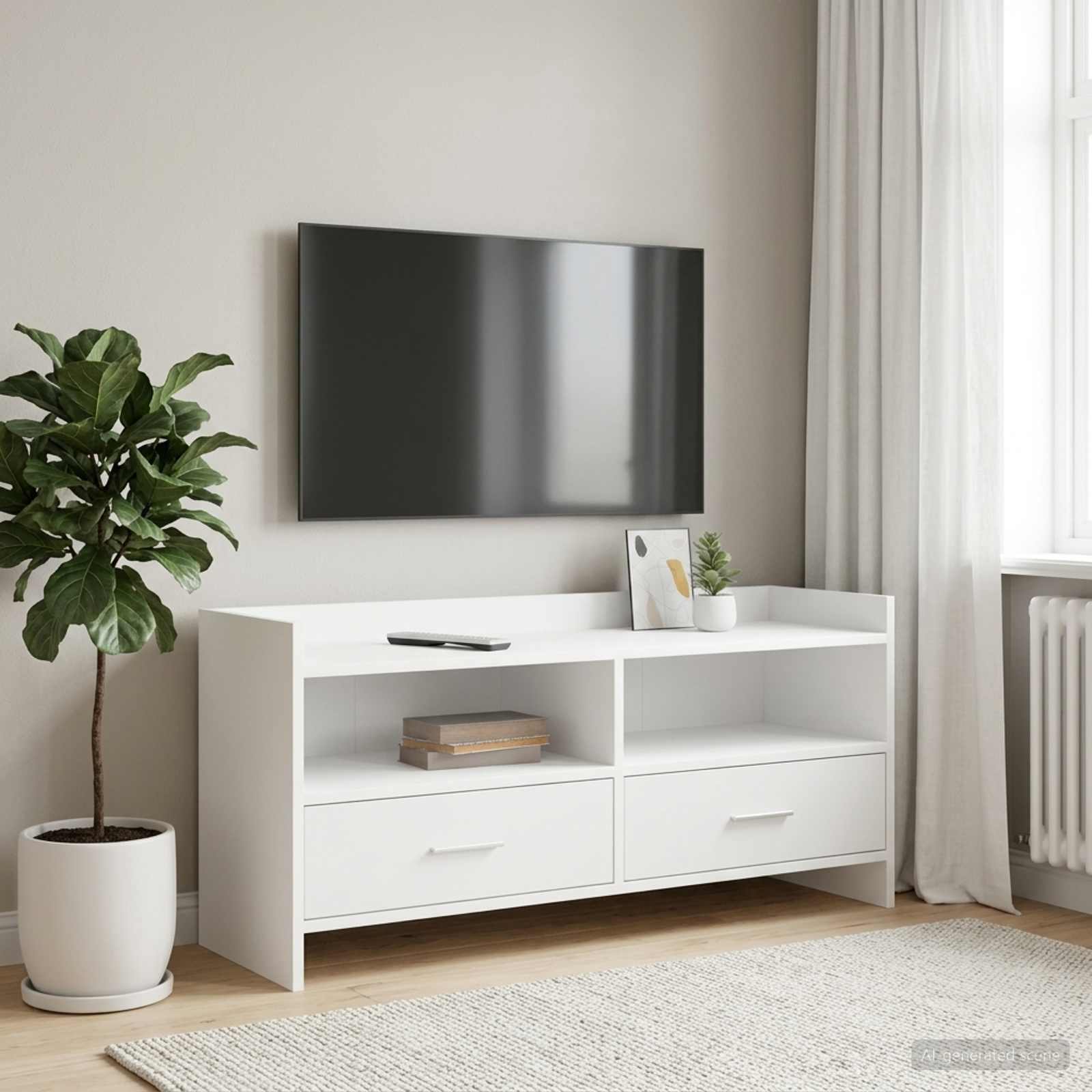 vidaXL TV Cabinet 100 x 33 x 47 cm White Engineered Wood 1