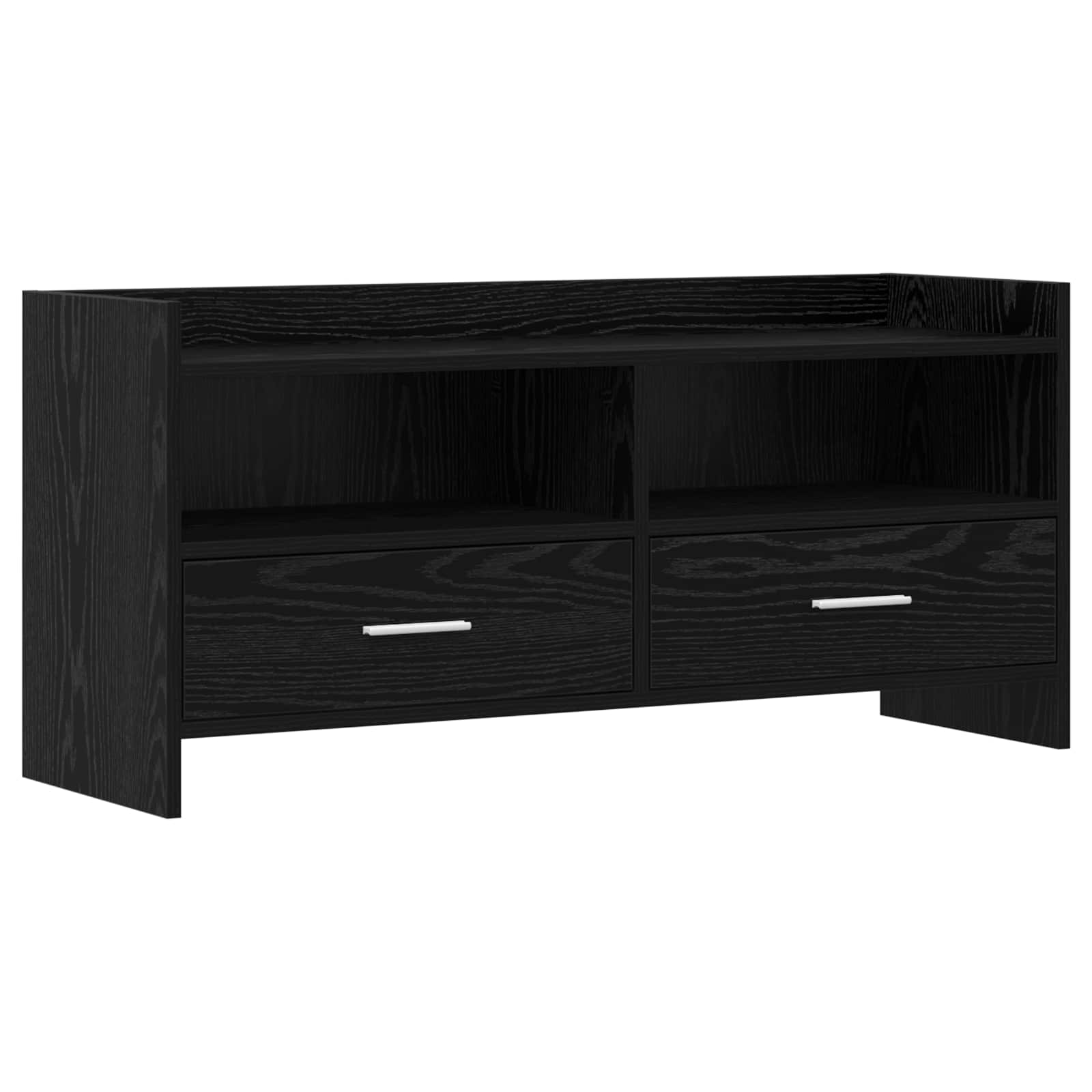 vidaXL TV Cabinet 100 x 33 x 47 cm Black Oak Engineered Wood 2
