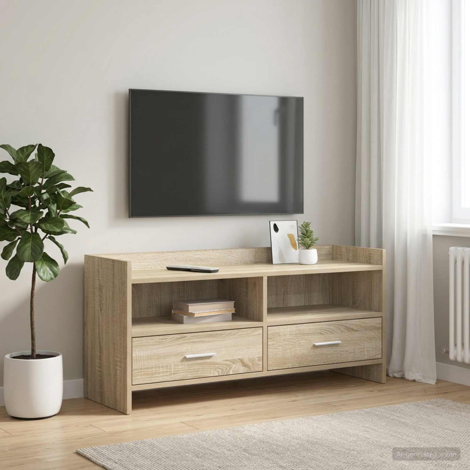 vidaXL TV Cabinet 100 x 33 x 47 cm Sonoma Oak Engineered Wood 1