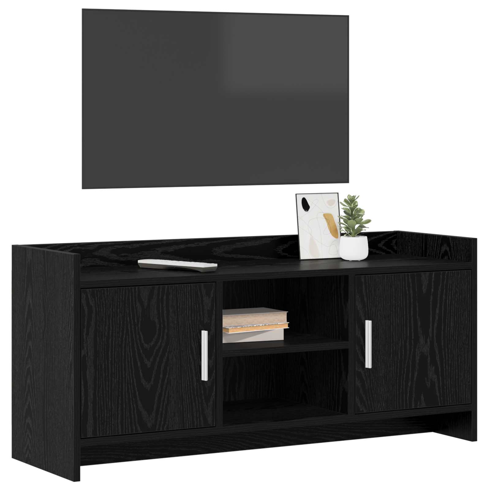 vidaXL TV Cabinet 102 x 33 x 47 cm Black Oak Engineered Wood 3