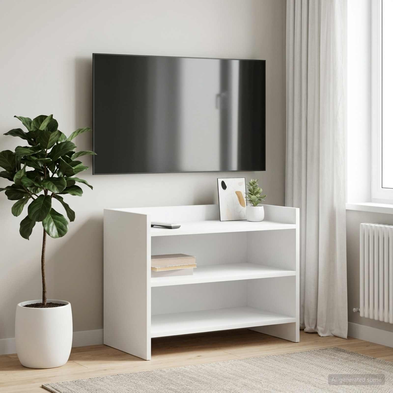 vidaXL TV Cabinet 60 x 33 x 47 cm White Engineered Wood 1