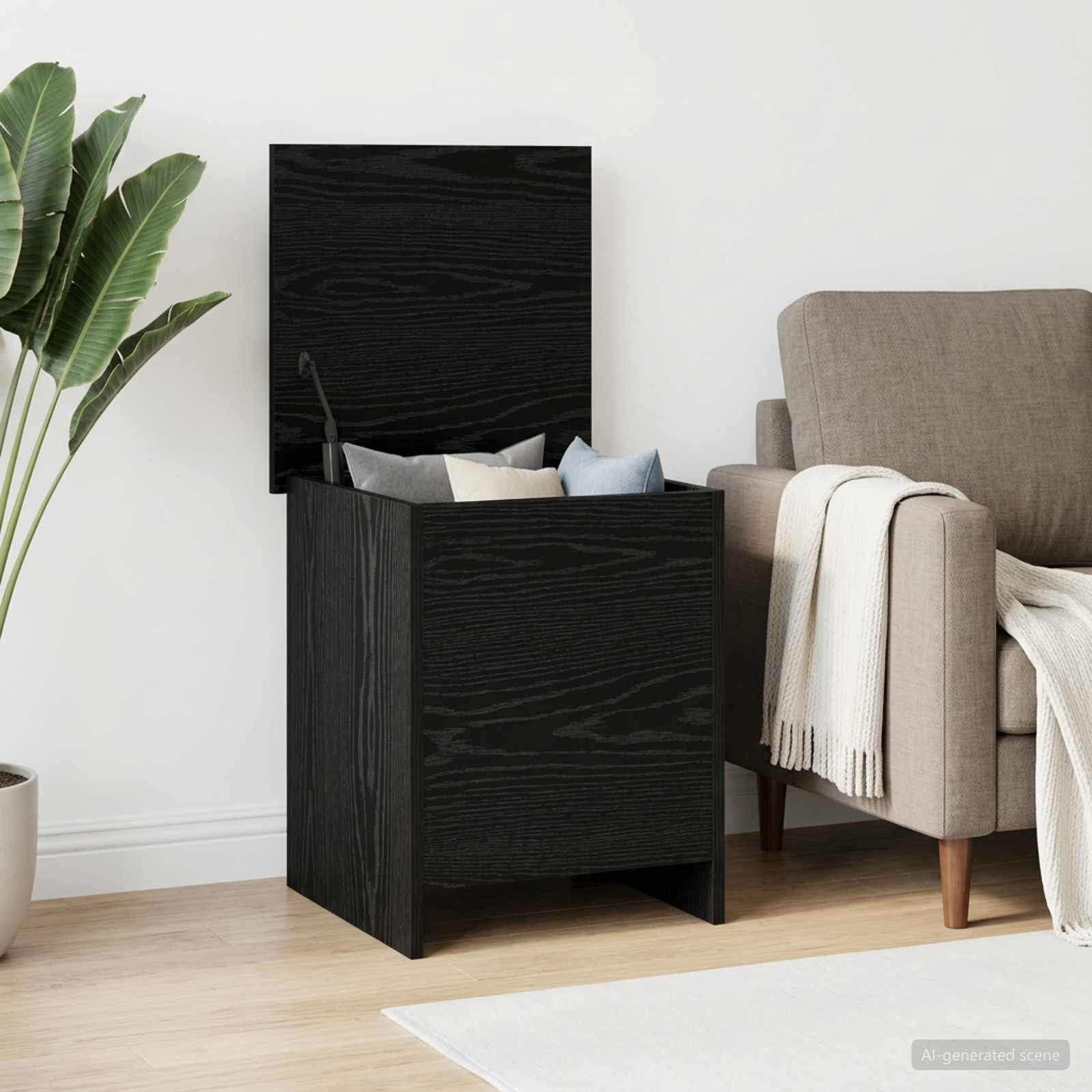 vidaXL Storage Chest Black Oak 40 x 40 x 50 cm Engineered Wood 1
