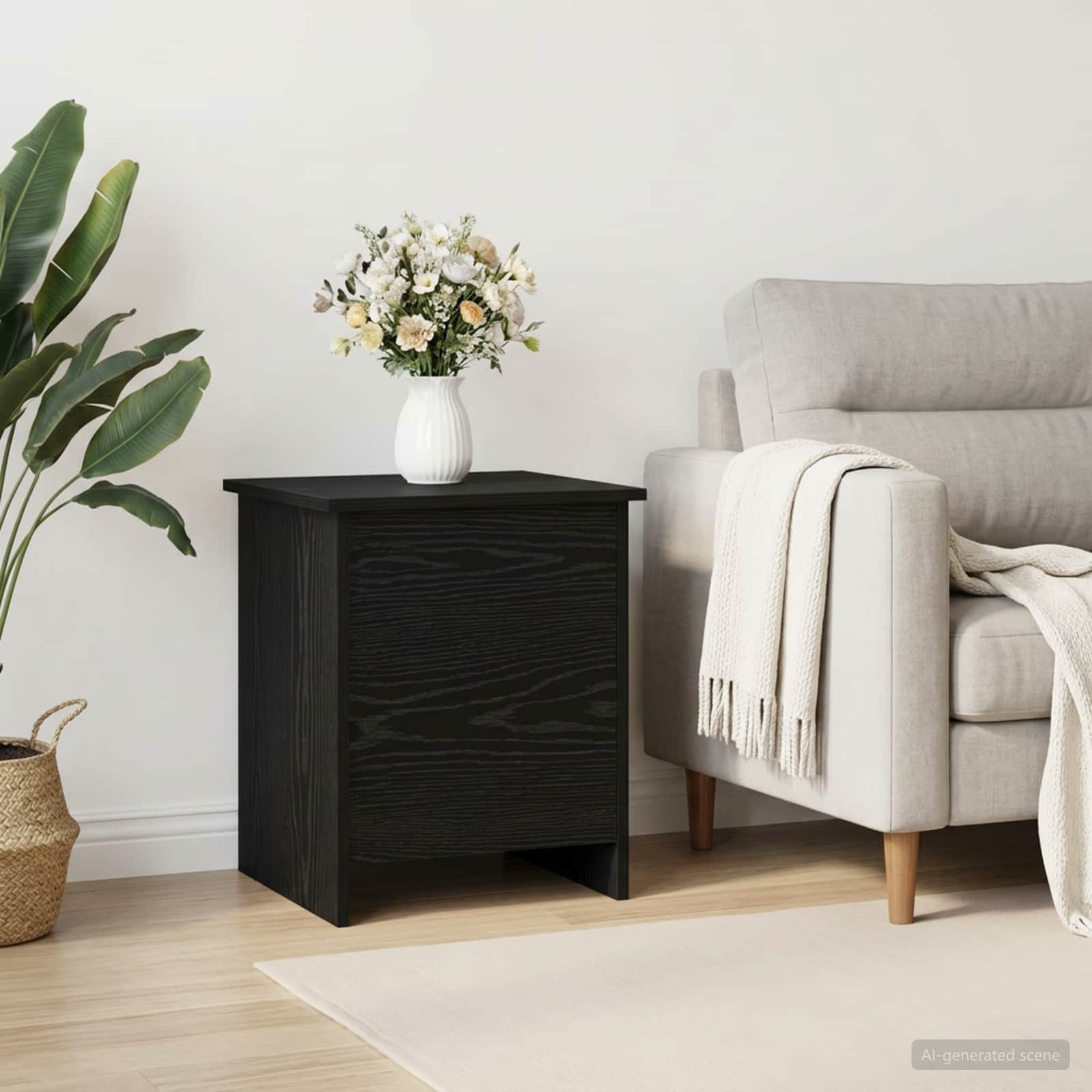 vidaXL Storage Chest Black Oak 40 x 40 x 50 cm Engineered Wood 4