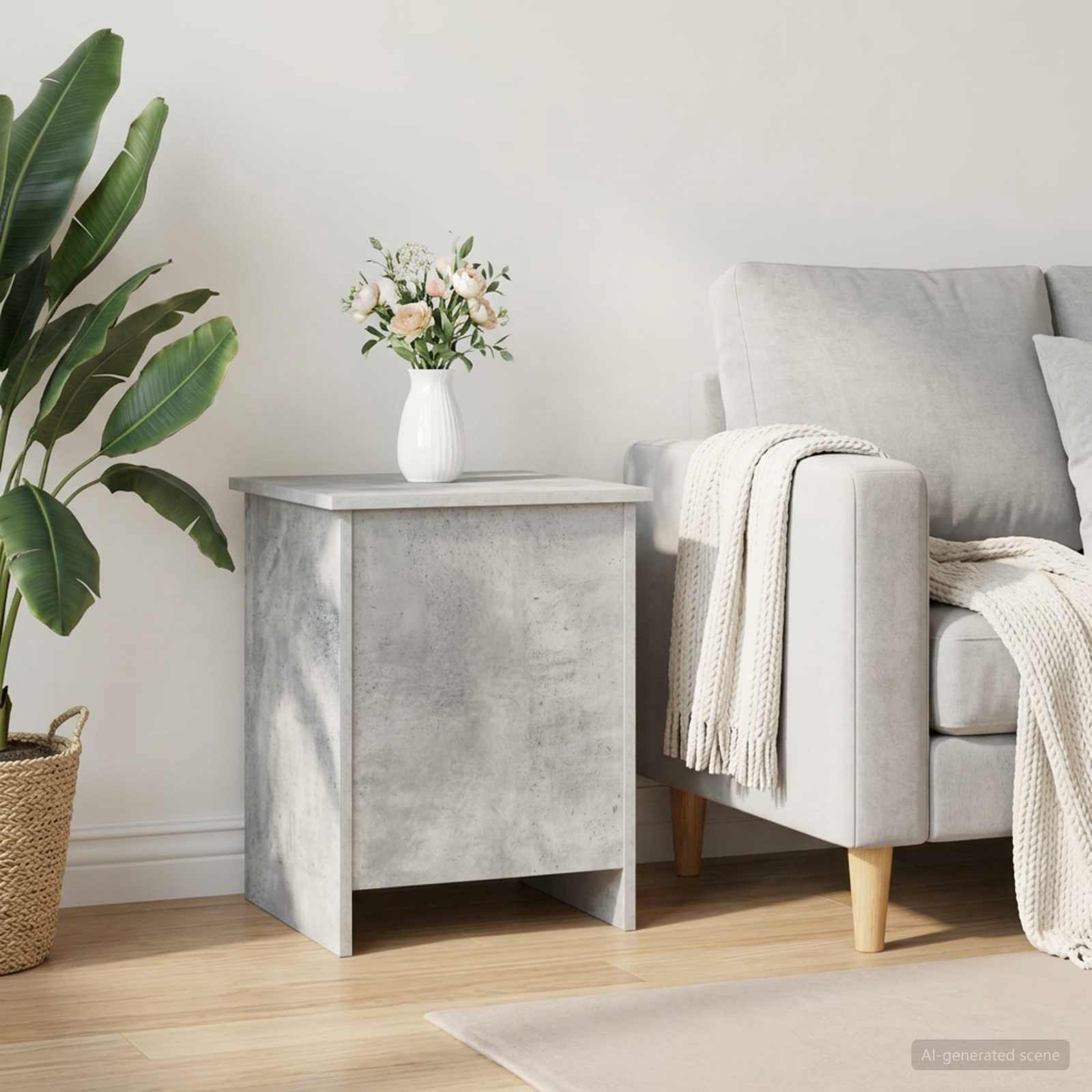 vidaXL Storage Chest Concrete Grey 40 x 40 x 50 cm Engineered Wood 4
