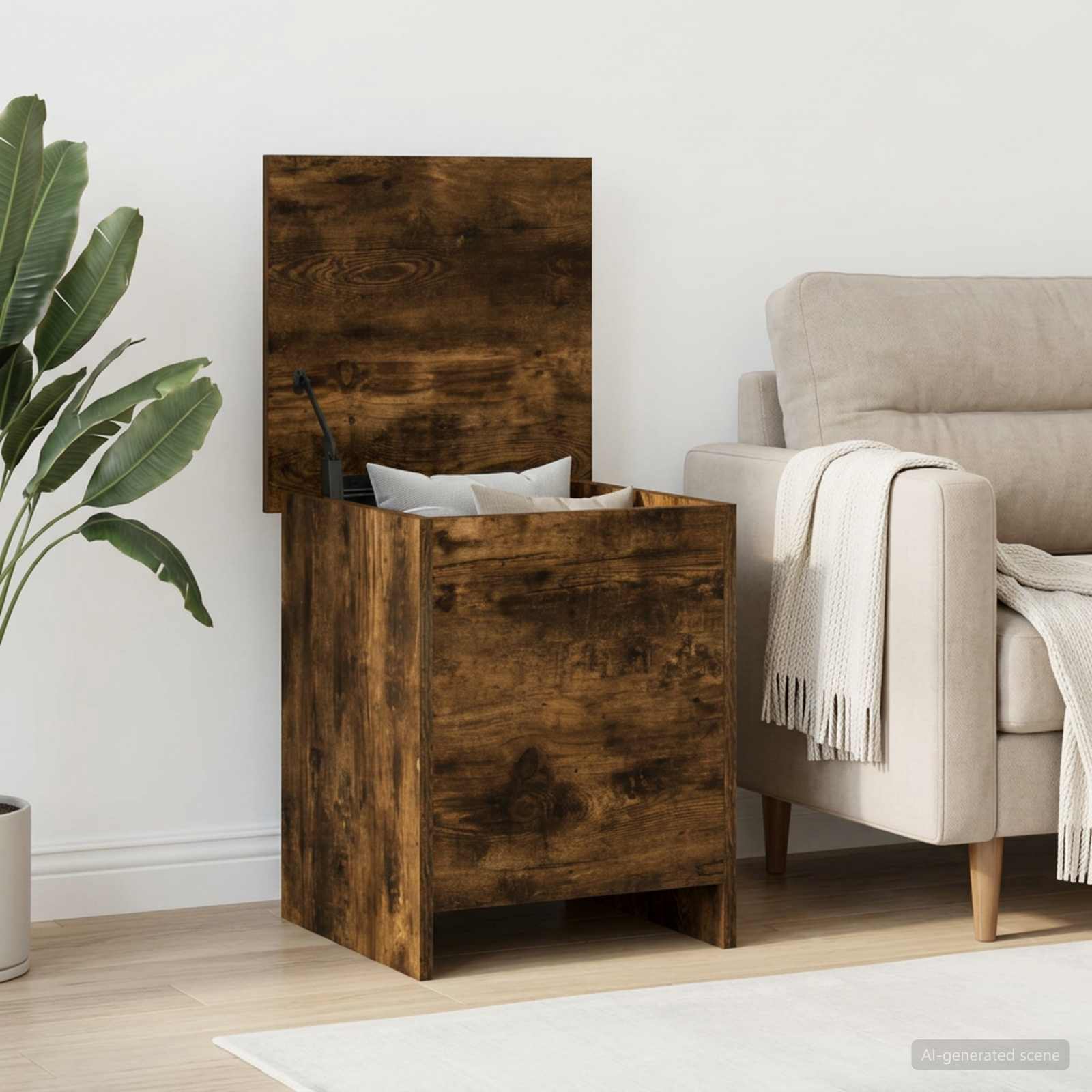 vidaXL Storage Chest Smoked Oak 40 x 40 x 50 cm Engineered Wood 4