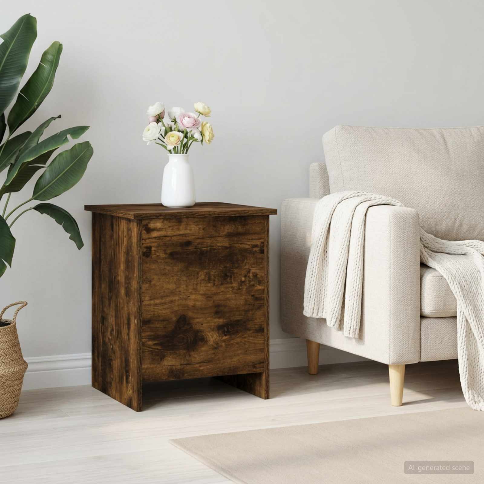 vidaXL Storage Chest Smoked Oak 40 x 40 x 50 cm Engineered Wood 1
