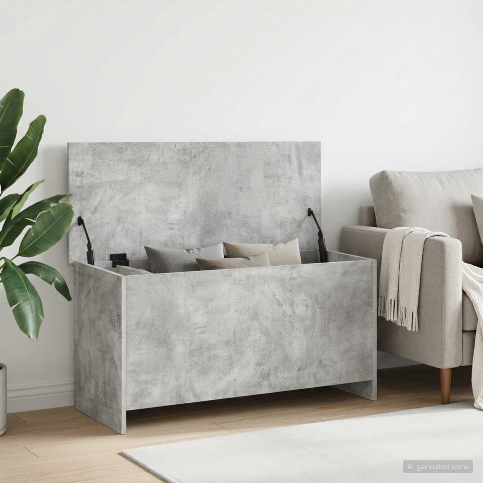 vidaXL Storage Chest Concrete Grey 100 x 40 x 50 cm Engineered Wood 1