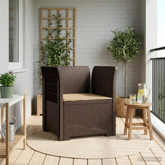1-Seater with Cushion Rattan Look PP Brown Armchair with taupe seat cushion