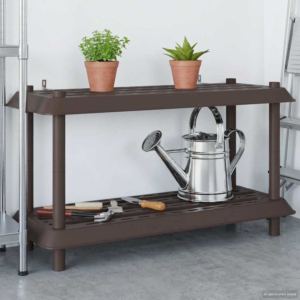 vidaXL Shelving Unit 2-Tier 100 x 40 x 55.5 cm PP Brown 4